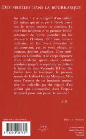 Des feuilles dans la bourrasque - 4ème de couverture - Format classique