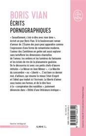Écrits pornographiques - 4ème de couverture - Format classique