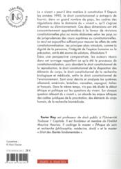 Droits constitutionnels du vivant t.6 ; bioéthique et environnement - 4ème de couverture - Format classique