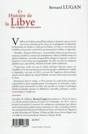Histoire de la Libye : des origines à nos jours - 4ème de couverture - Format classique