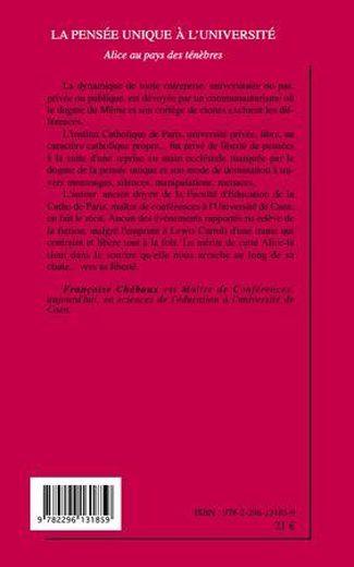 La pensée unique à l'université ; Alice au pays des ténèbres