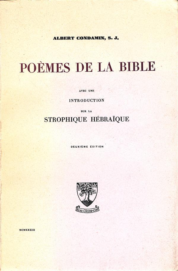Poèmes de la bible ; avec une introduction sur la strophique hébraïque