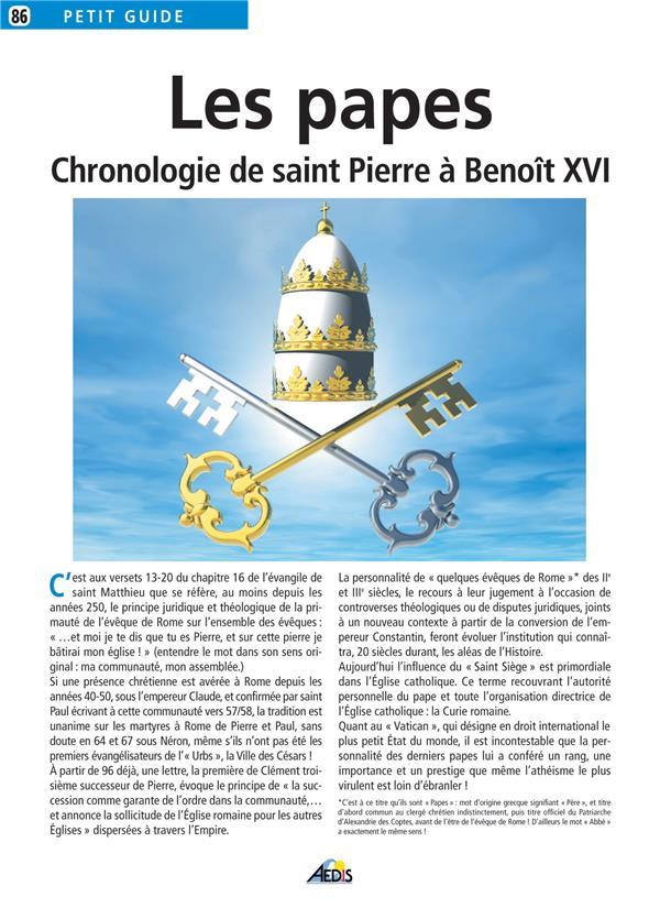 Les papes ; chronologie de saint Pierre à Jean-Paul II