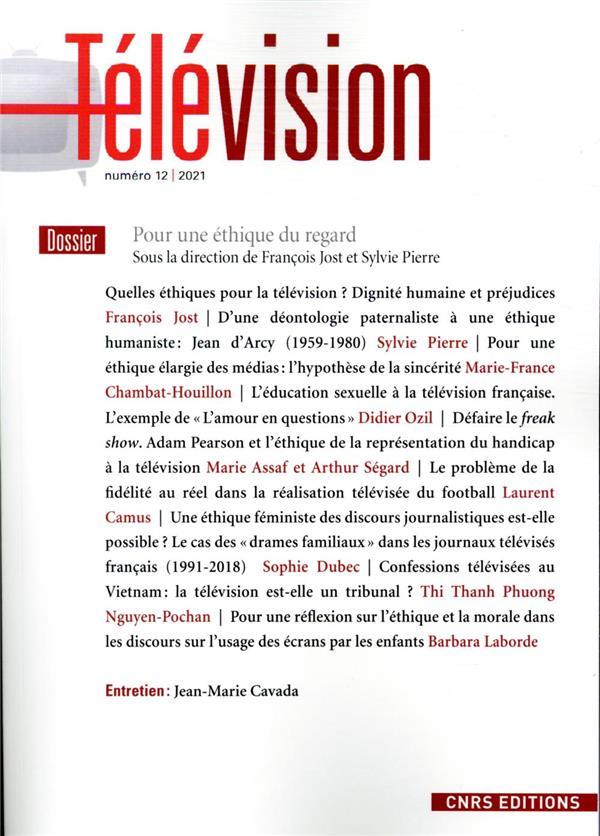 Vente Livre :                                    TELEVISION N.12 ; pour une éthique du regard
- Francois Jost                                     