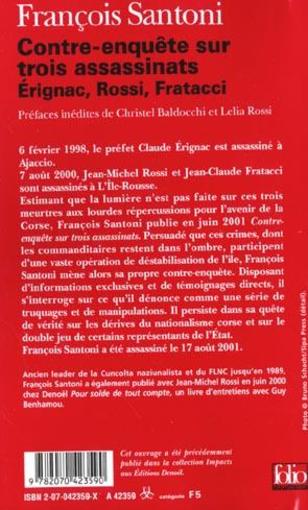 Contre-enquete sur trois assassinats - erignac, rossi, fratacci