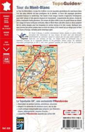 Tour du Mont-Blanc ; GR TMB - 4ème de couverture - Format classique