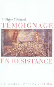 Témoignage en resistance - Intérieur - Format classique
