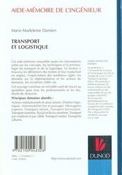 Aide-Memoire De Transport Et Logistique - 4ème de couverture - Format classique