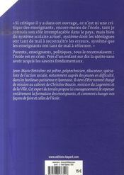 Lettre ouverte à ceux qui veulent changer l'école - 4ème de couverture - Format classique