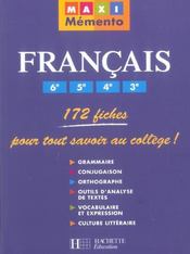 Maxi Memento ; Français ; 6e, 5e, 4e, 3e - Intérieur - Format classique