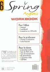 Anglais ; 6ème ; workbook - 4ème de couverture - Format classique