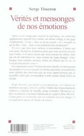 Vérités et mensonges de nos émotions - 4ème de couverture - Format classique