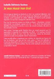 Je Veux Reussir Mon Droit ; Methodes De Travail Et Cles Du Succes - 4ème de couverture - Format classique