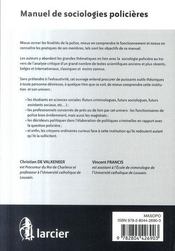 Manuel de sociologies policieres - 4ème de couverture - Format classique
