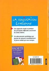 La conjugaison italienne - 4ème de couverture - Format classique
