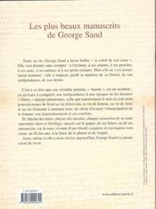 Les Plus Beaux Manuscrits De George Sand - 4ème de couverture - Format classique