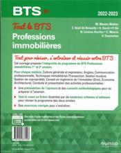 BTS ; tout le BTS professions immobilières ; BTS PI, 1re et 2e années (édition 2022/2023) - 4ème de couverture - Format classique