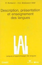 Description, presentation et enseignement des langues - livre - Intérieur - Format classique
