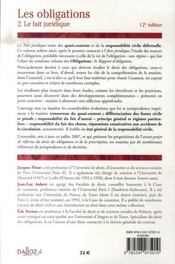 Droit civil, les obligations t.2 ; le fait juridique (12e édition) - 4ème de couverture - Format classique