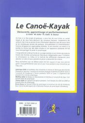 Le canoe-kayak - 4ème de couverture - Format classique