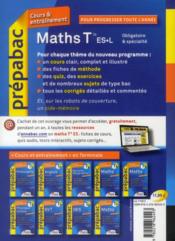 Prépabac cours & entraînement ; mathématiques ; terminale L, ES - 4ème de couverture - Format classique