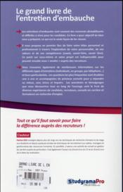 Le grand livre de l'entretien d'embauche (3e édition) - 4ème de couverture - Format classique