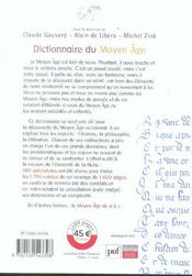 Dictionnaire du Moyen-âge - 4ème de couverture - Format classique
