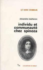 L'individu et communauté chez Spinoza - Couverture - Format classique