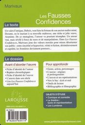 Les fausses confidences (édition 2008) - 4ème de couverture - Format classique