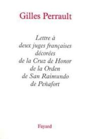 Lettre à deux juges françaises décorées de la Cruz de Honor de la Orden de San Raimundo de Peñafort - Couverture - Format classique