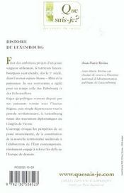 Histoire du luxembourg - 4ème de couverture - Format classique