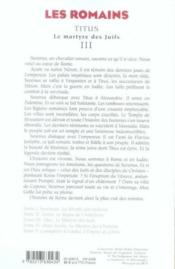Les romains t.3 ; titus, le martyre des juifs - Couverture - Format classique