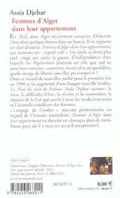 Femmes d'alger dans leur appartement - 4ème de couverture - Format classique