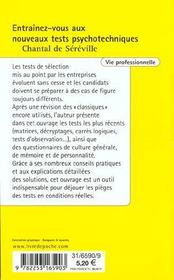 Entraînez-vous aux nouveaux tests psychotechniques - 4ème de couverture - Format classique
