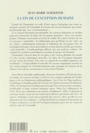 La fin de l'exception humaine - 4ème de couverture - Format classique