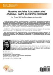 Normes sociales fondamentales et nouvel ordre social international ; le grand défi du développement durable - 4ème de couverture - Format classique