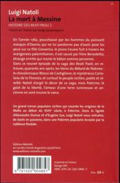 Histoire des Beati Paoli t.2 ; la mort à Messine - 4ème de couverture - Format classique