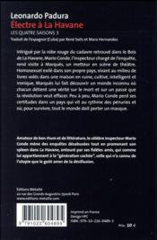 Les quatre saisons t.3 ; Electre à la Havane - 4ème de couverture - Format classique