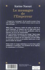 Le Messager de l'empereur - 4ème de couverture - Format classique