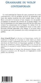 Grammaire du Wolof contemporain - 4ème de couverture - Format classique