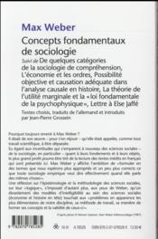 Concepts fondamentaux de la sociologie - 4ème de couverture - Format classique
