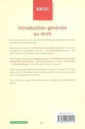 Introduction Generale Au Droit - 4ème de couverture - Format classique