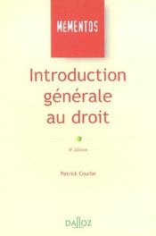 Introduction Generale Au Droit - Intérieur - Format classique