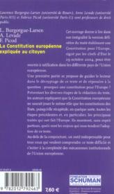La Constitution Europeenne Expliquee Au Citoyen - 4ème de couverture - Format classique