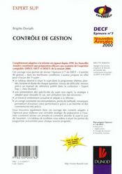 Decf N.7 ; Controle De Gestion - 4ème de couverture - Format classique