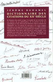 Dictionnaire des citations du xxe siecle - 4ème de couverture - Format classique