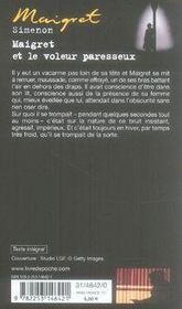 Maigret et le voleur paresseux - 4ème de couverture - Format classique