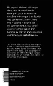 Dans la colonie penitentiaire (in der strafkolonie) - edition bilingue pour public dyslexique - 4ème de couverture - Format classique