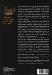 Naissance de la bonne conscience coloniale - 4ème de couverture - Format classique