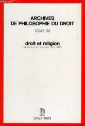 Droit et religion - tome 38 - Couverture - Format classique